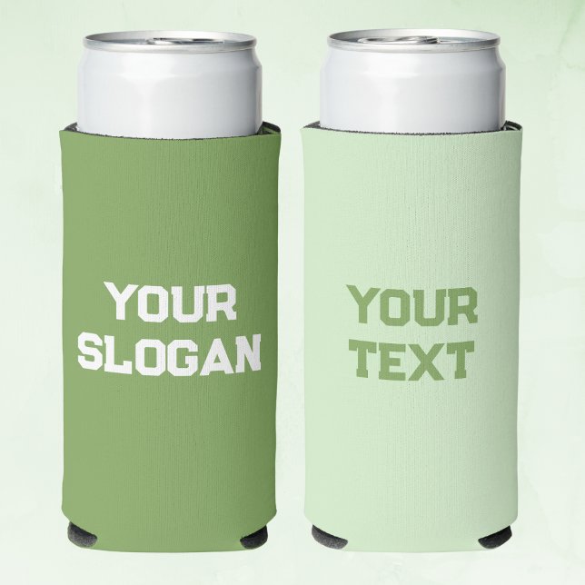  Minimalist Personalized Green Colours  Seltzer Can Cooler (Minimalist Personalized Green Colors Seltzer Can Cooler. Just add your own text at the front & back.)