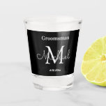 minimalist personalized  groomsmen black white   shot glass<br><div class="desc">elegant minimalist personalized groomsmen black white Shot Glass</div>