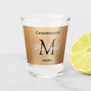 minimalist personalized groomsmen gold luxury shot glass