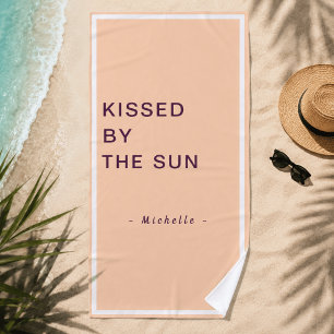Minimalist Personalized Kissed by the Sun Beach Towel