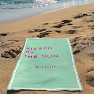 Minimalist Personalized Kissed by the Sun Beach Towel