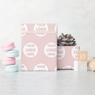 Minimalist Personalized Logo Pink Wrapping Paper