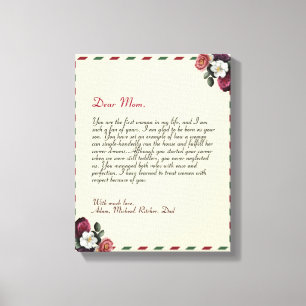 Minimalist Personalized Love Letter Handwritten Canvas Print
