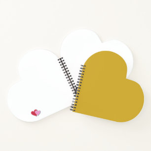 Minimalist Personalized M Gold Heart Shaped Notebook