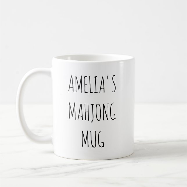 Minimalist Personalized Mahjong Name Design Simple Coffee Mug (Left)