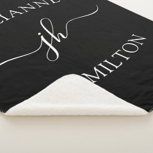 Minimalist Personalized Monogam Name Sherpa Blanket