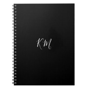 Minimalist personalized monogram initials black notebook