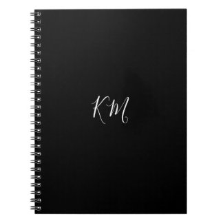 Minimalist personalized monogram initials black  notebook