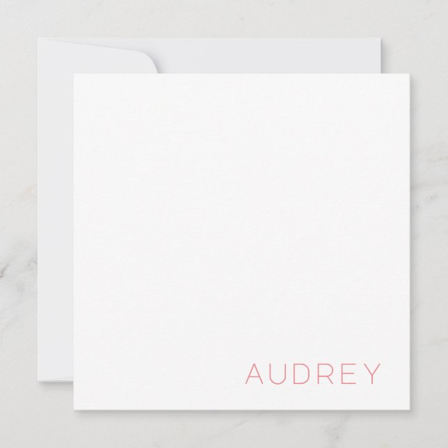 Minimalist Personalized Monogram Name Pink Card (Front)