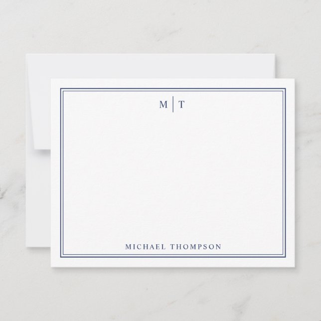 Minimalist Personalized Monogram Note Card  (Front)