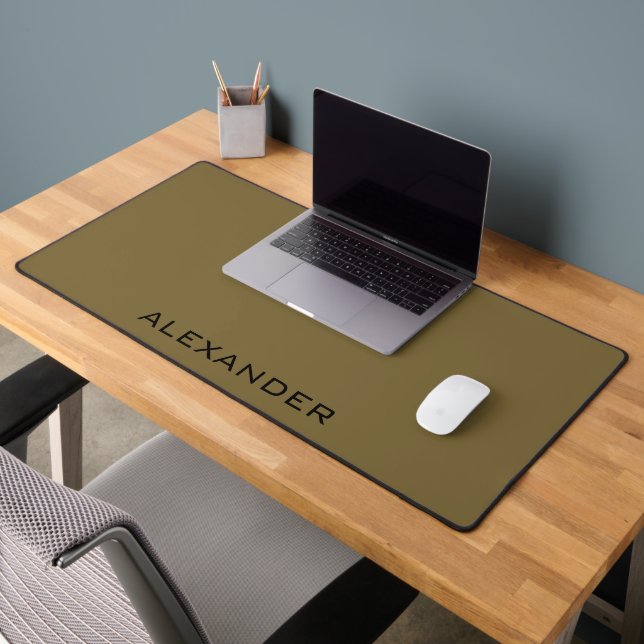 Minimalist personalized name brown &black desk mat (Office 2)