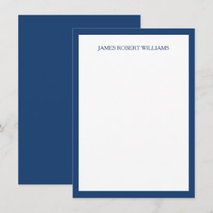 Minimalist Personalized Name Chic Navy Blue Border Card
