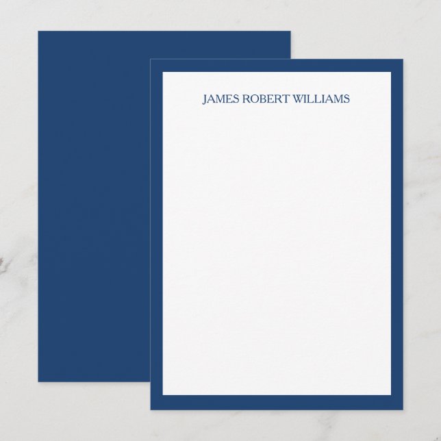 Minimalist Personalized Name Chic Navy Blue Border Card (Front/Back)