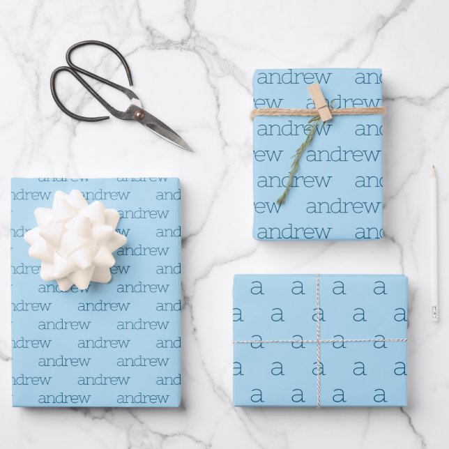 Minimalist Personalized Name Wrapping Paper Sheet (Front)