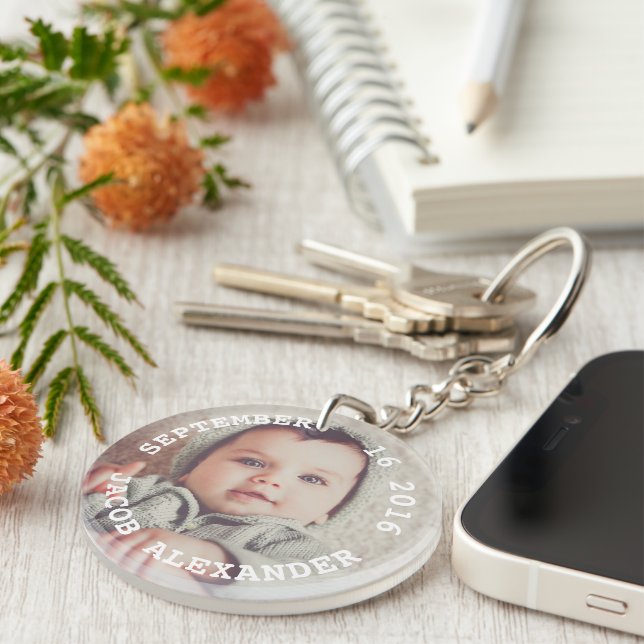Minimalist Personalized Photo Keychain (Front Right)
