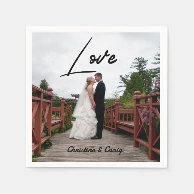 Minimalist Personalized Photo Script Name Date Nap Napkin (Front)