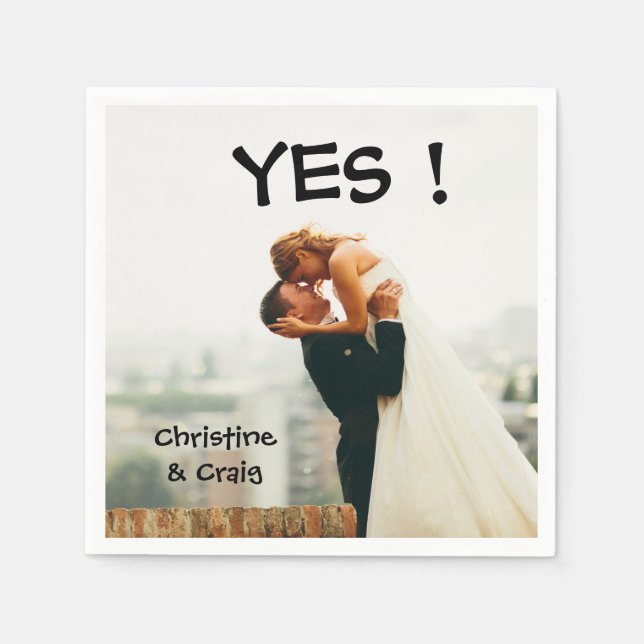 Minimalist Personalized Photo Script Name Date Nap Napkin (Front)