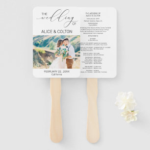 Minimalist Personalized Photo Wedding Program Hand Fan