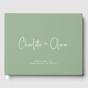 Minimalist Personalized Sage Green Wedding Guest Book