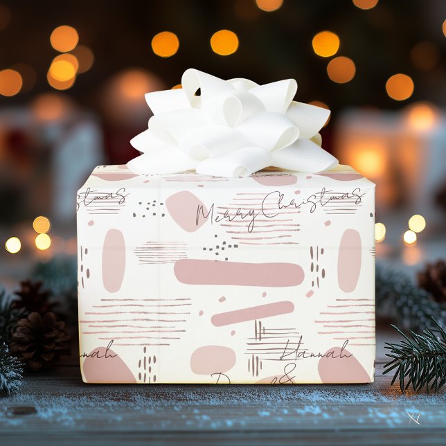 Minimalist Personalized Soft Pink, Names & Message Wrapping Paper (Creator Uploaded)