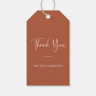 Minimalist Personalized Terracotta Rust Thank You Gift Tags