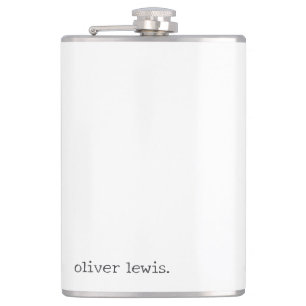 Minimalist Personalized Typewriter-Style Name Hip Flask