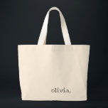 Minimalist Personalized Typewriter-Style Name Large Tote Bag<br><div class="desc">Minimalist personalized name jumbo canvas tote bag design with clean lowercase typewriter typography creates a modern and understated accessory perfect for everyday style and minimalist aesthetics. This elegant tote bag design features a single lowercase name displayed in a subtle typewriter-style font, giving the layout a contemporary editorial look that feels...</div>