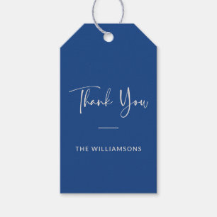Minimalist Personalized Vibrant Blue Thank You Gift Tags
