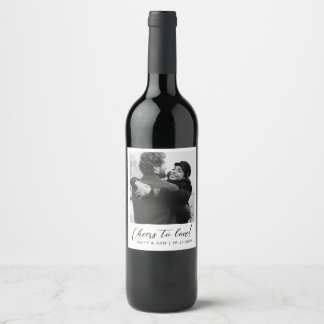 Minimalist Personalized Wedding Photo Favour Wine Label
