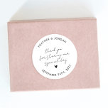 Minimalist Personalized Wedding Thank You Favour Classic Round Sticker<br><div class="desc">Minimalist Personalized Wedding Thank You Favour Stickers</div>