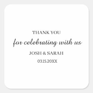 Minimalist Personalized Wedding Thank You Square Sticker