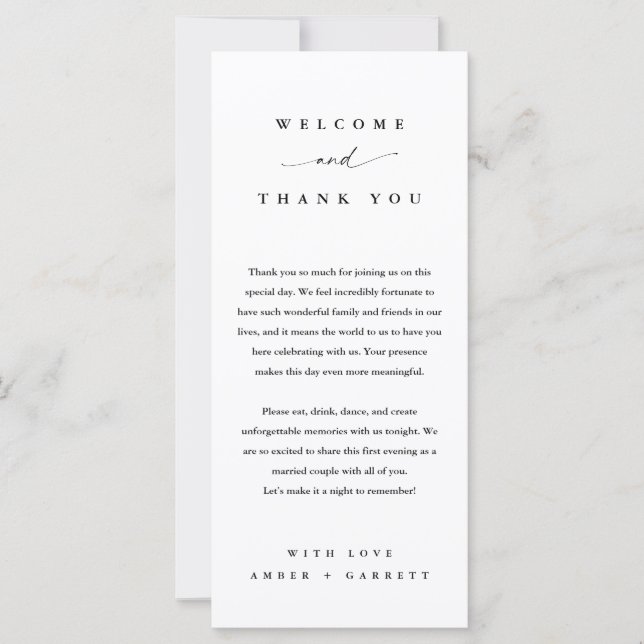Minimalist Personalized Welcome & Thank You Card (Front)