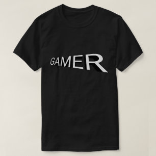 Minimalist Perspective Gamer Typography Art T-Shirt