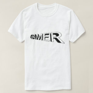 Minimalist Perspective Gamer Typography Art T-Shirt