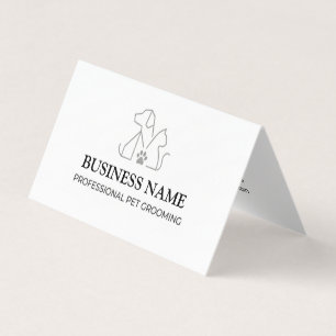 Minimalist Pet Groomer Elegant Logo Monoline Business Card