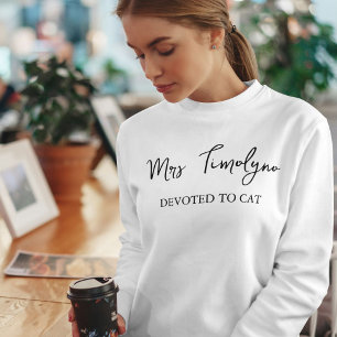 Minimalist Pet Lover Script Name Custom Cat Mom Sweatshirt