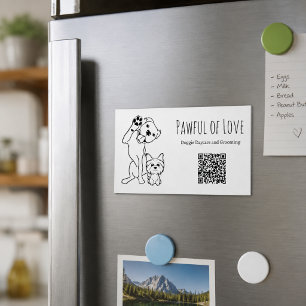 Minimalist Pet Services QR Code Magnetic Business Card