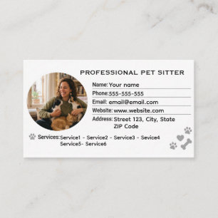 Minimalist Pet Sitter Customizable Photo Business Card