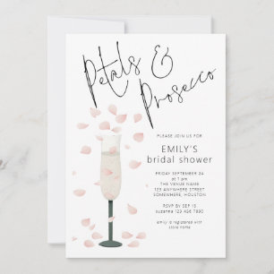 Minimalist Petals and Prosecco Bridal Shower Invitation