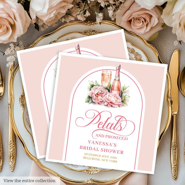 Minimalist Petals and Prosecco Custom Name Napkins (Minimalist Petals and Prosecco Custom Name Napkin)