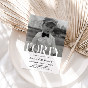 Minimalist Photo 40th Birthday Invitation For Men