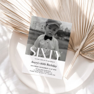 Minimalist Photo 60th Birthday Invitation For Men
