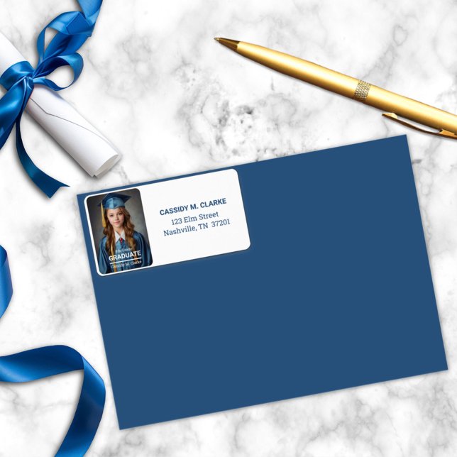 Minimalist Photo 8th Grade Graduation Address Label (Creator Uploaded)