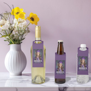 Minimalist Photo 8th Grade Graduation Announcement Bottle Tag