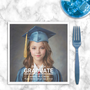 Minimalist Photo 8th Grade Graduation Napkin