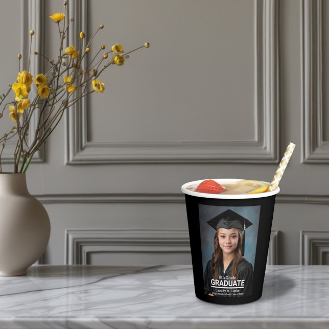 Minimalist Photo 8th Grade Graduation Paper Cups (Creator Uploaded)