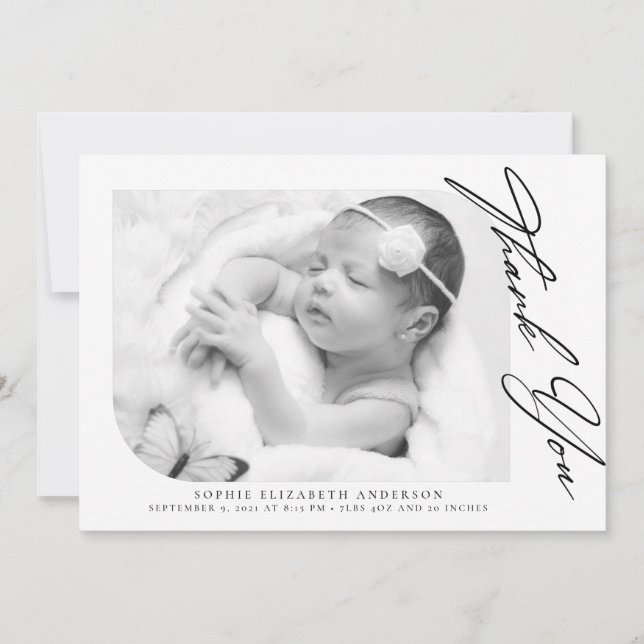 Minimalist Photo Baby Thank You  (Front)