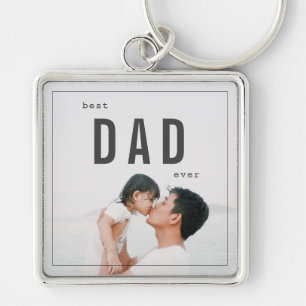 Minimalist Photo Best Dad Ever Father's Day Keychain