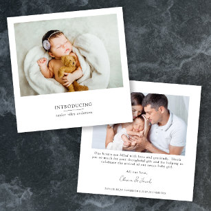 Minimalist Photo Birth Stats New Baby Thank You Card