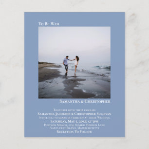 Minimalist Photo Blue BUDGET Wedding Invitation